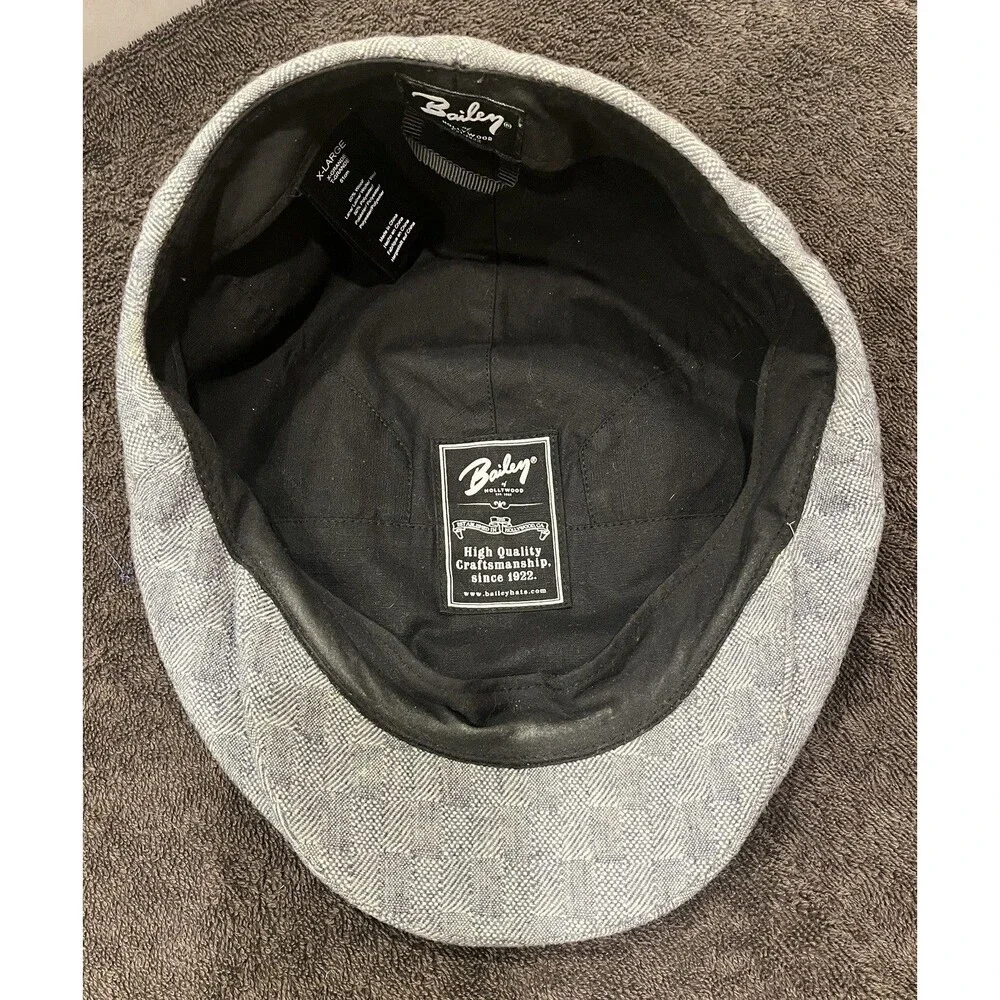 Bailey of Hollywood Flat Cap XL 61cm Gray Plaid Ivy Driving Golf Wool Blend Hat